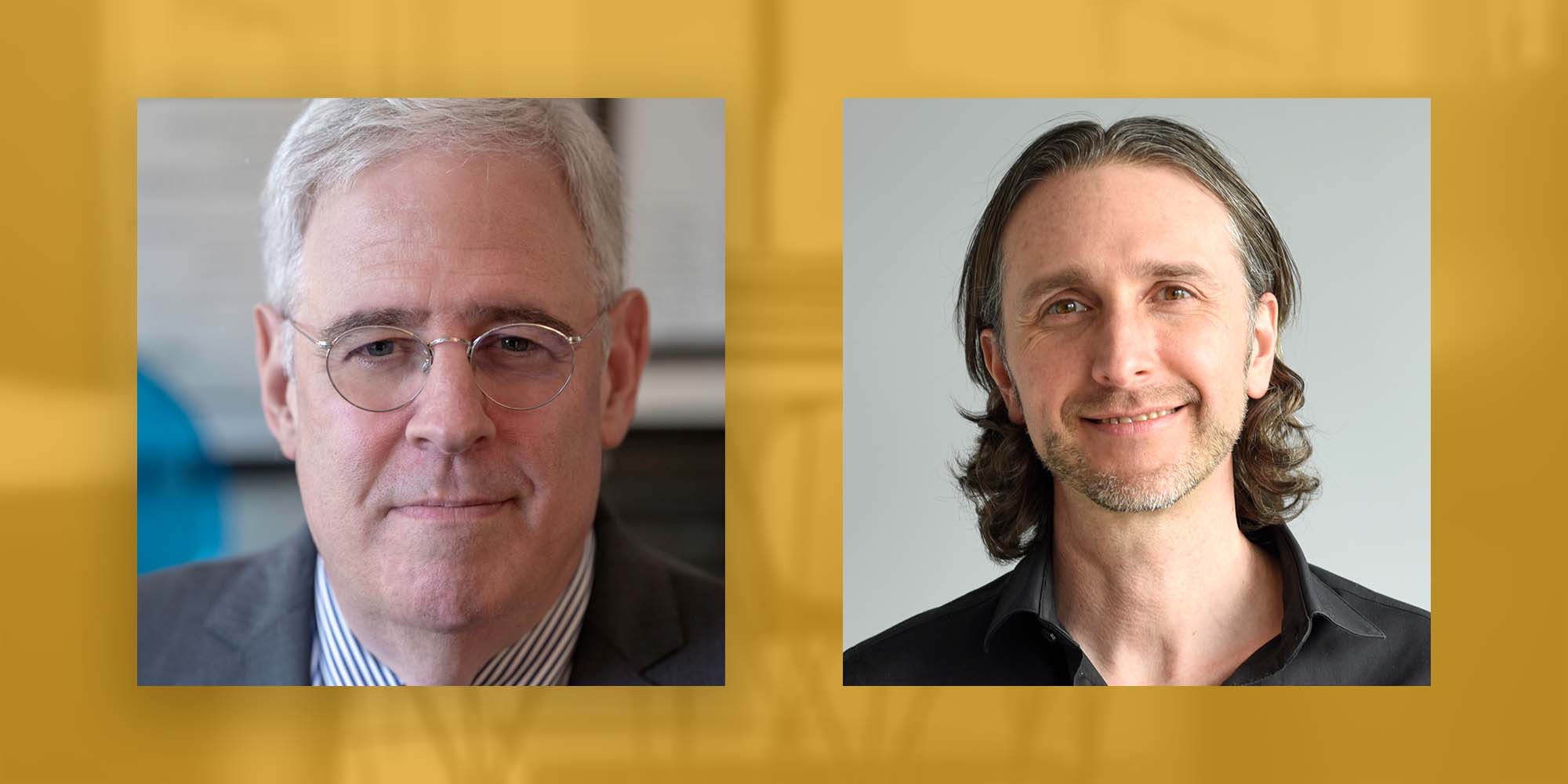 Profile images of Joseph J. Fins and Eric Racine with yellow background